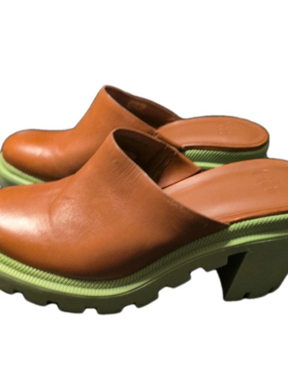 Gianni Bini Orange and Lime Green Chunky Clog Mules - Picture 5 of 8